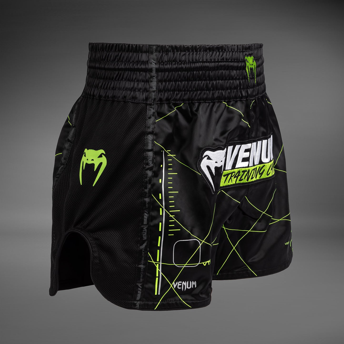 Venum Training Camp 4.0 Pantalón corto de muay thai - Negro/Verde neón