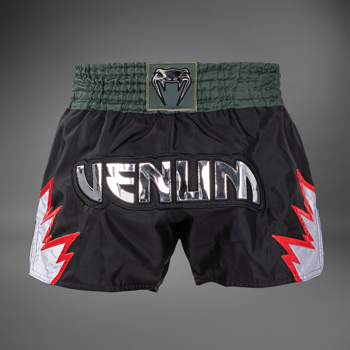 Venum Inferno Pantalones cortos de Muay Thai - Negro profundo / Caqui
