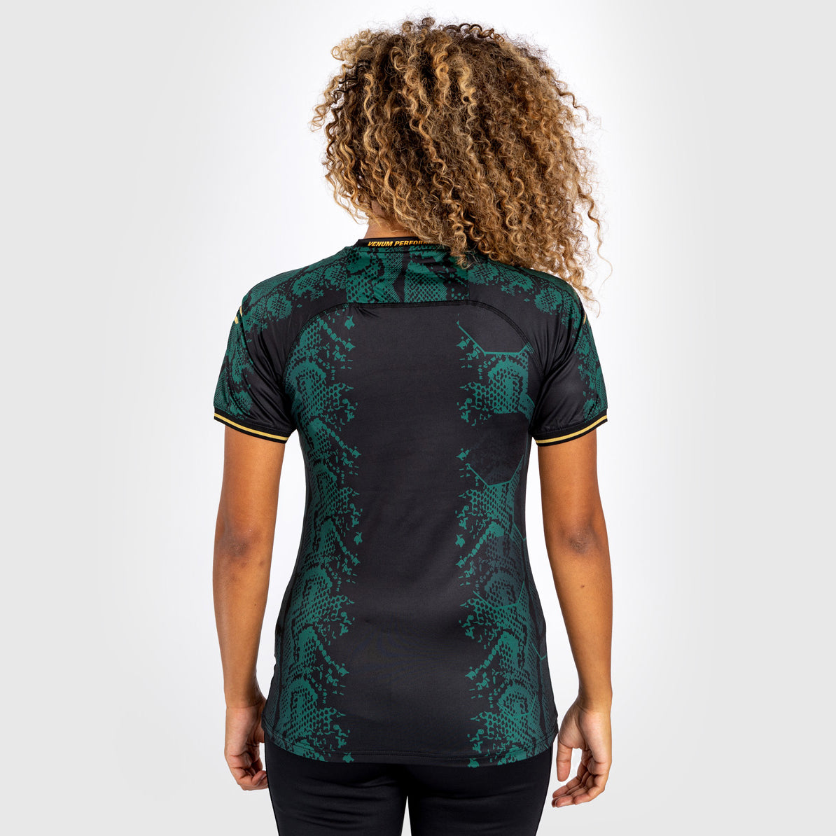 UFC Adrenaline by Venum Personalized Authentic Fight Night Maillot Walkout Mujer - Emerald Edition - Verde/Negro/Oro