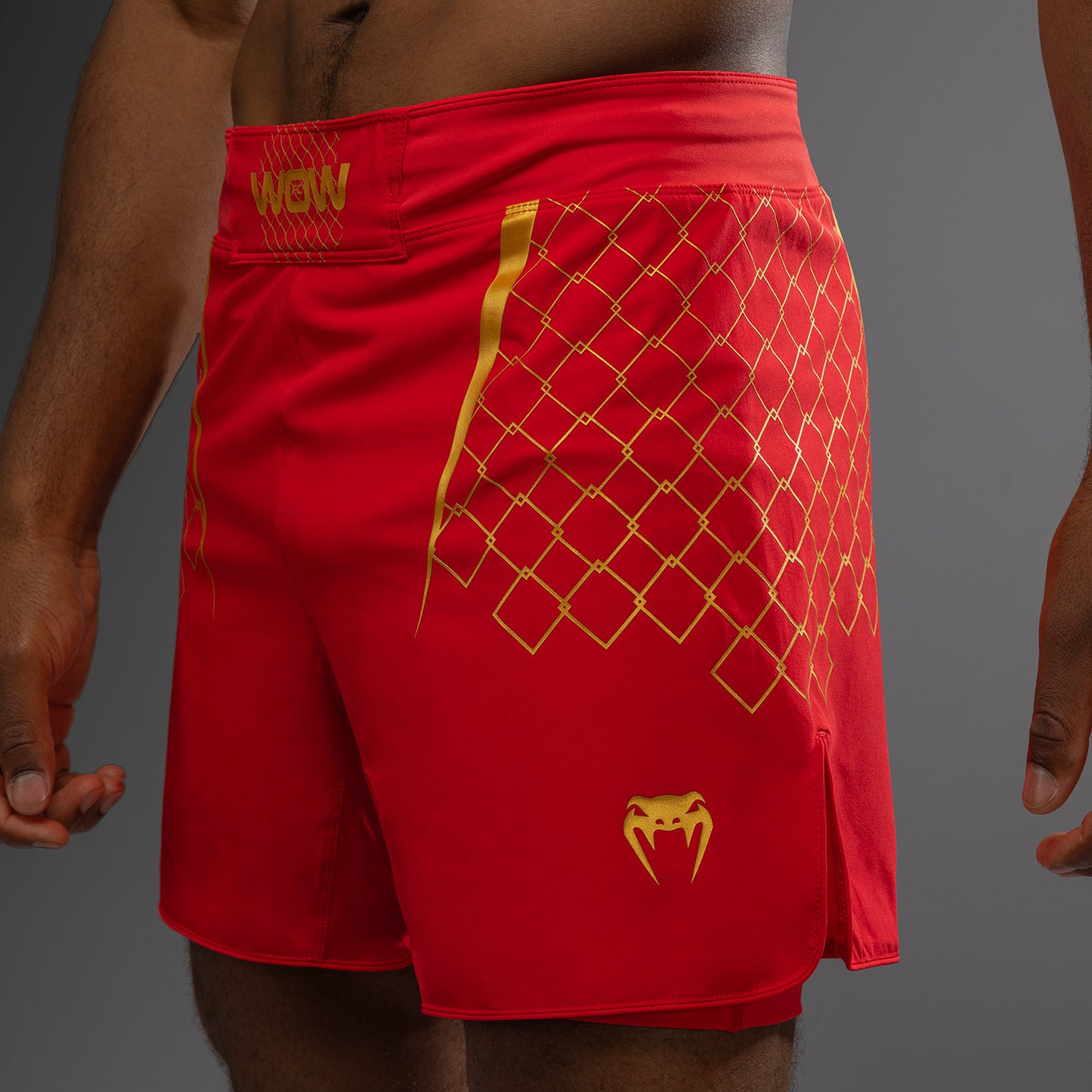 Venum x WOW FC Pantalones de Lucha para Hombre - Fury Rojo/Oro