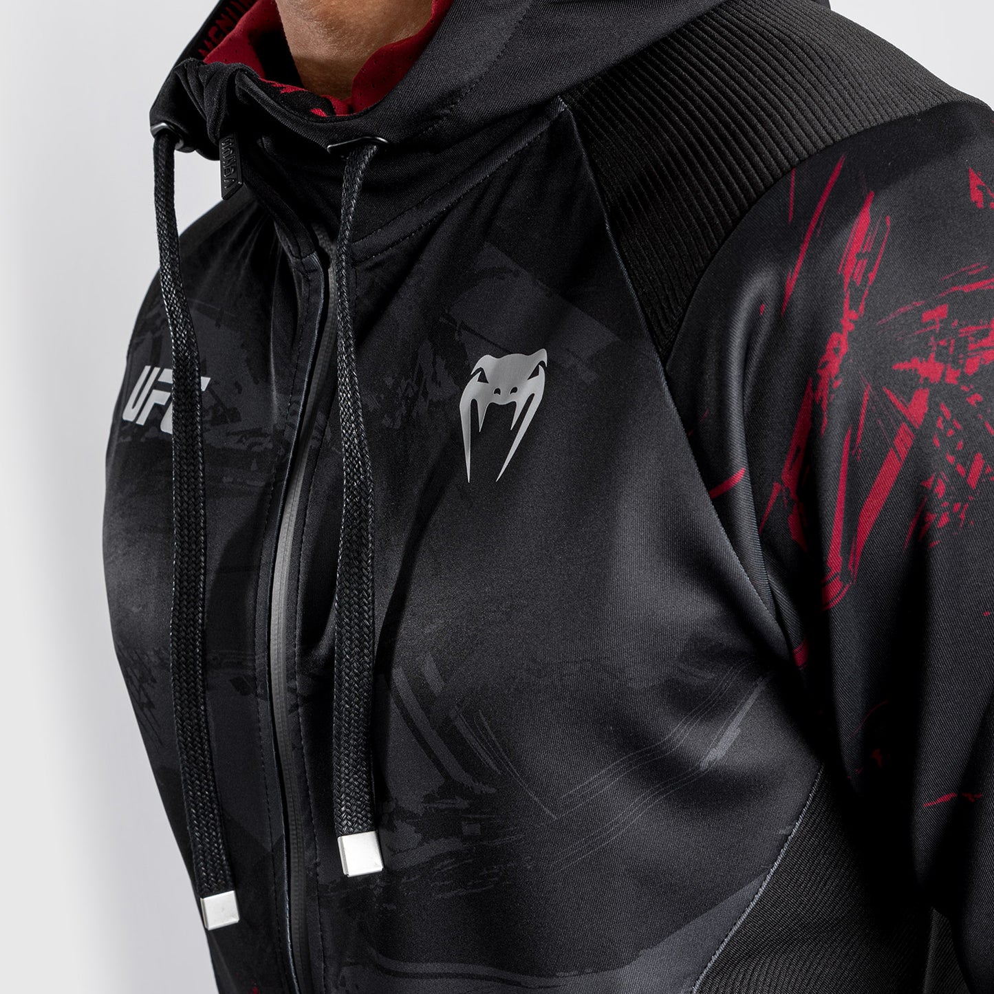 Sudadera con cremallera UFC Venum Authentic Fight Week 2.0 - Negro/Rojo