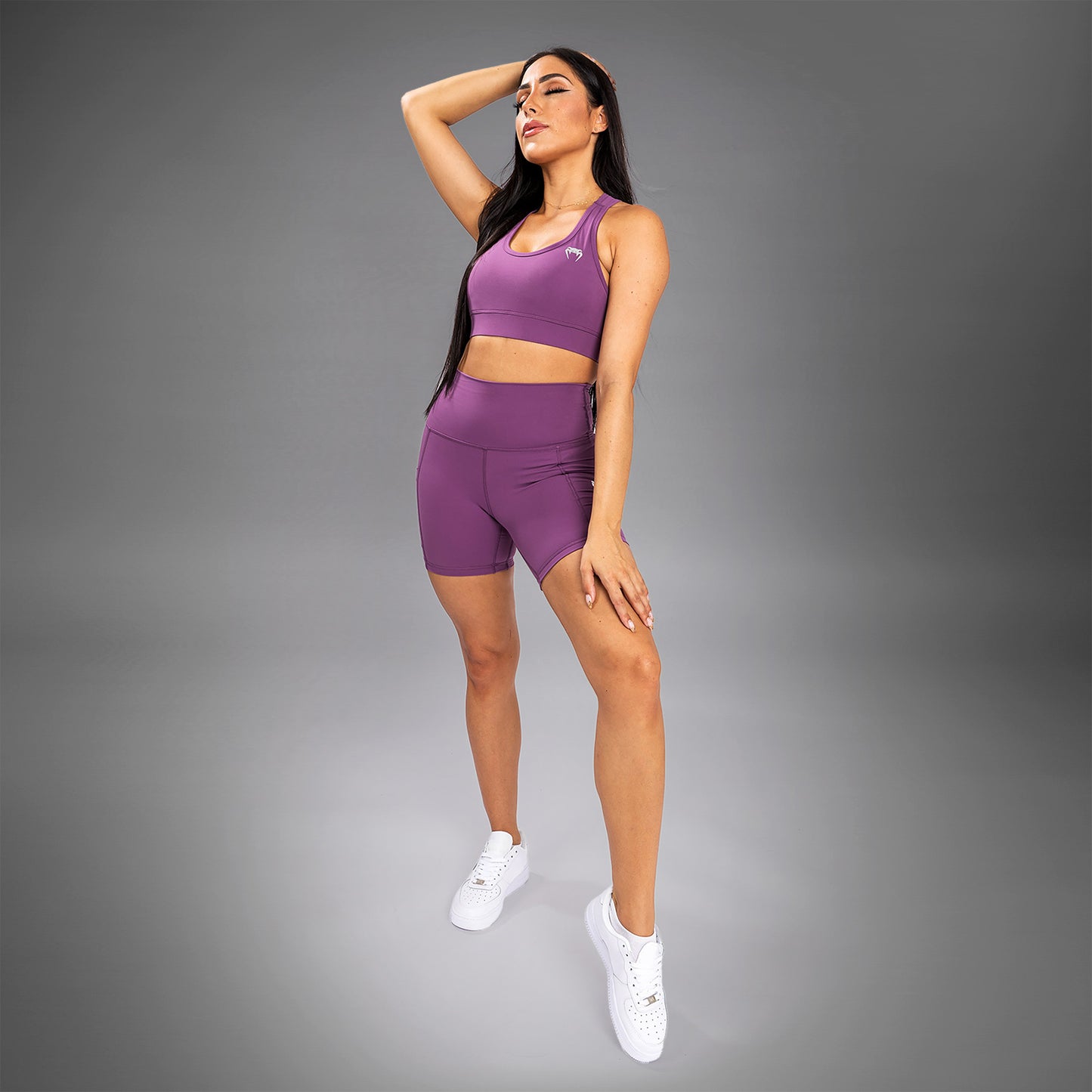 Sujetador Deportivo de Impacto Medio Venum Essential - Orquídea Oscuro/Plata Cepillada