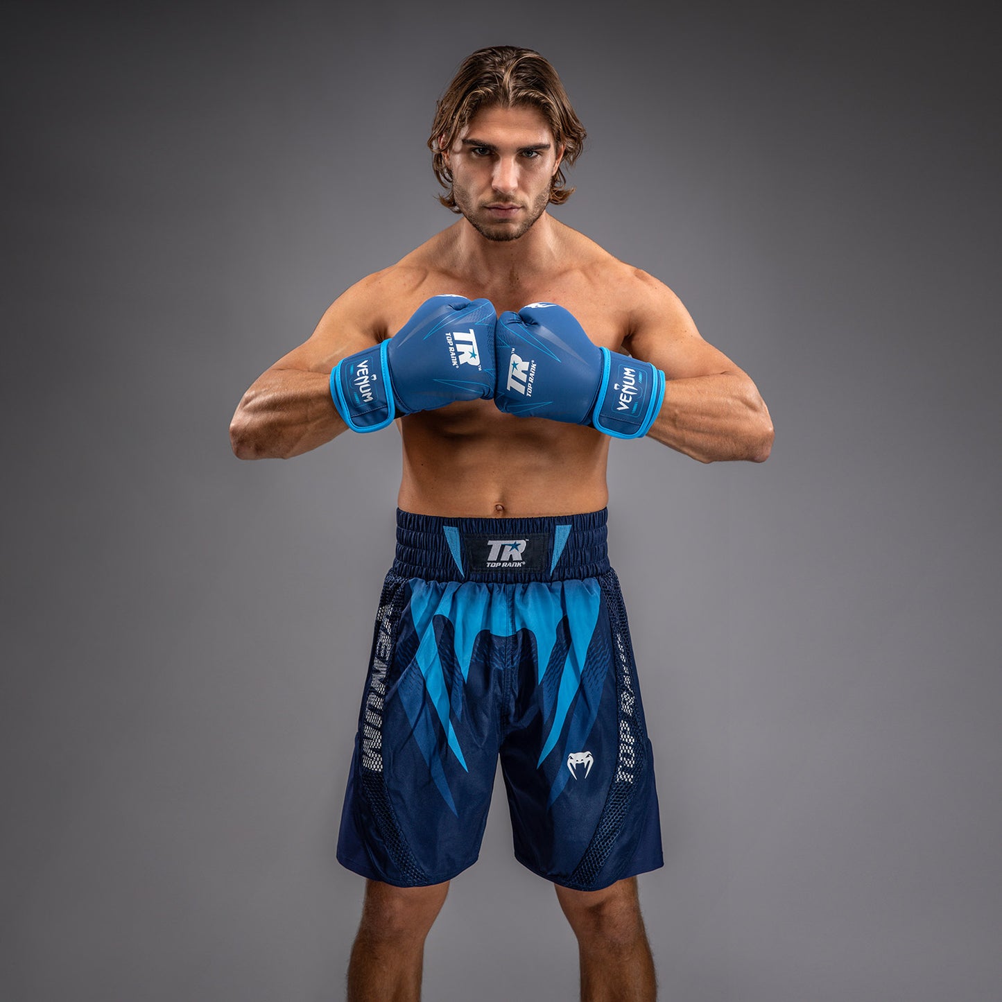 Venum x Top Rank Original Pantalones Cortos de Boxeo para Hombre - Azul Marino