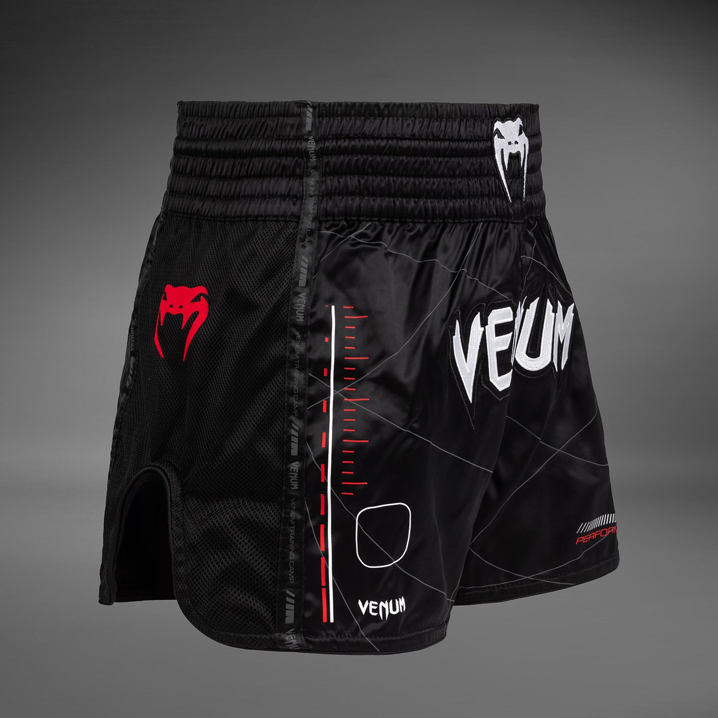Venum Tactical XT Muay Thai Shorts - Negro/Rojo Fuego