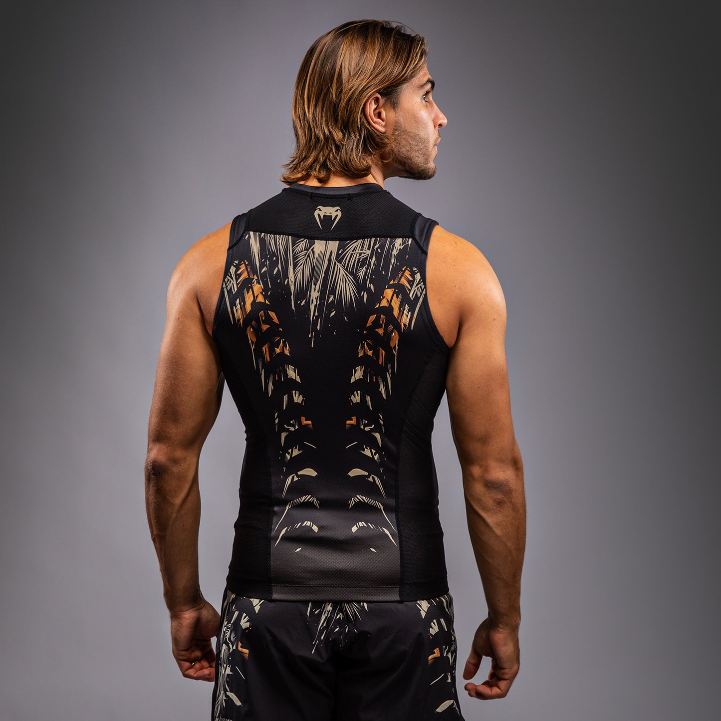 Venum Tiger Rashguard sin Mangas para Hombre - Negro/Naranja Neón