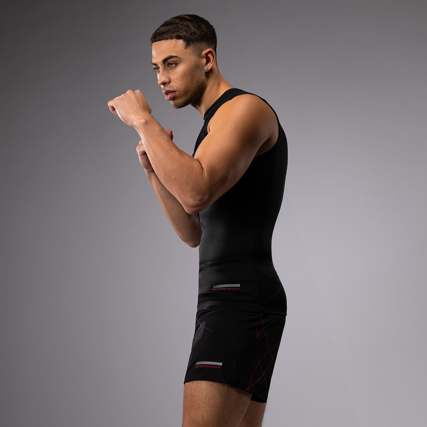 Venum Tactical XT Lycra sin mangas para hombre - Negro/Rojo fuego