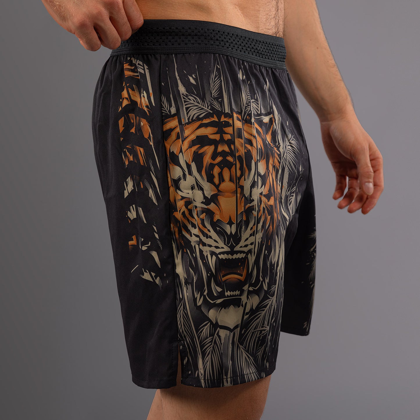 Venum Tiger Pantalones Cortos de Entrenamiento para Hombre - Negro/Naranja Neón