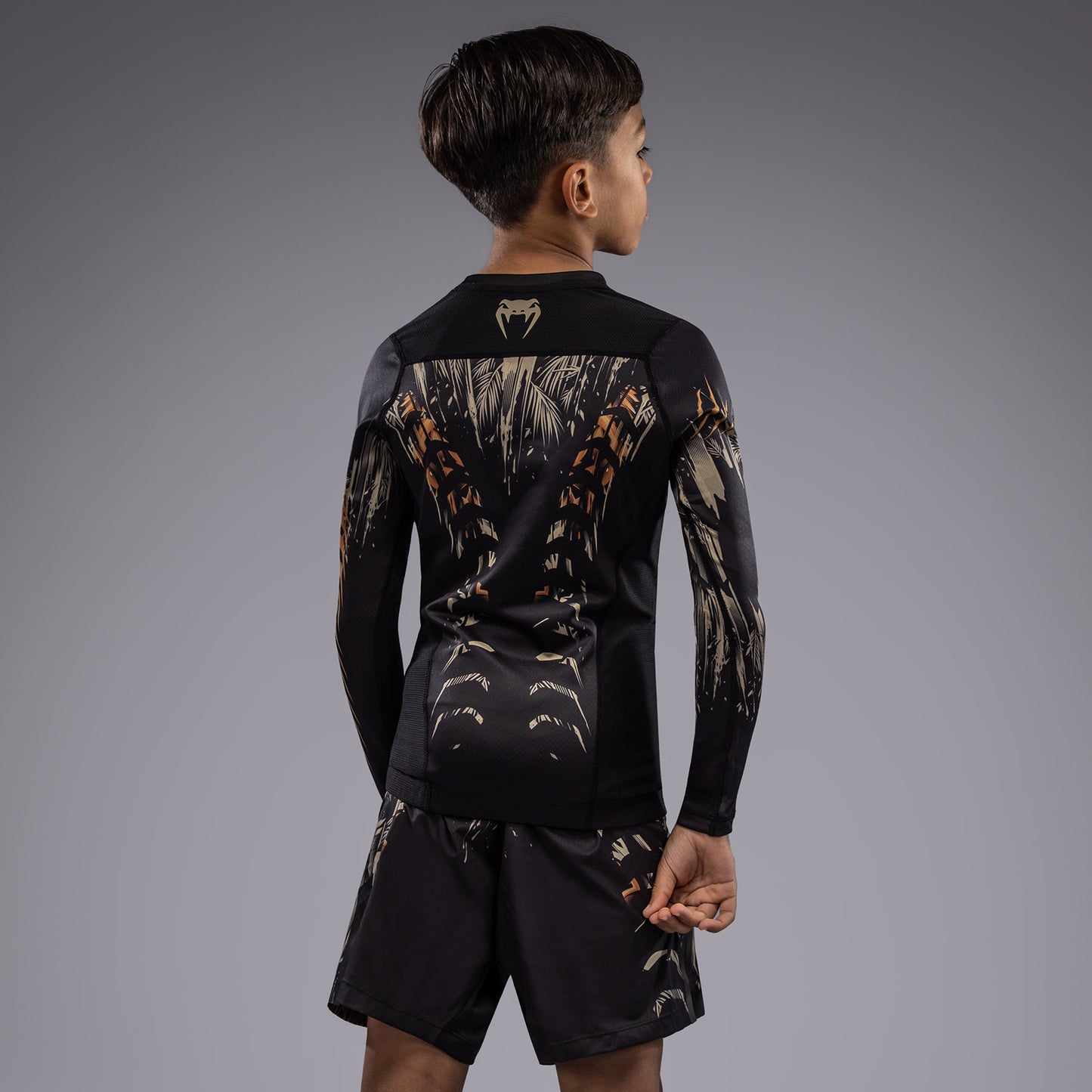 Venum Tiger Rashguard de Manga Larga para Niños - Negro/Naranja Neón