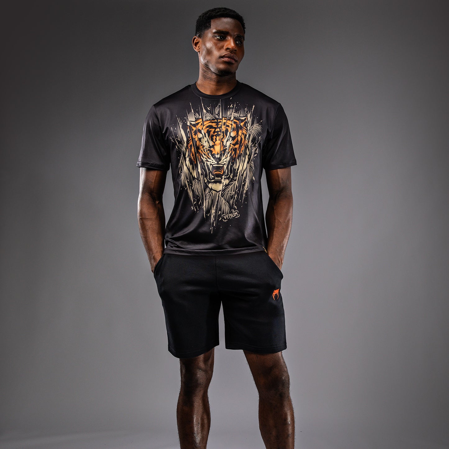 Venum Tiger Camiseta Dry Tech para Hombre - Negro/Naranja Neón