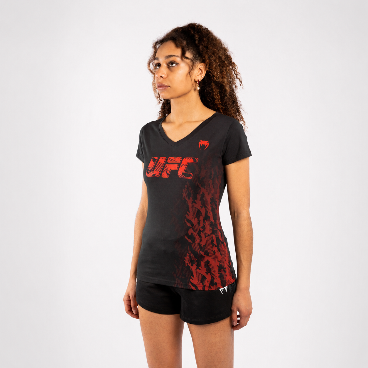 Camiseta De Algodón Manga Corta Para Mujer UFC Venum Authentic Fight Week - Negro