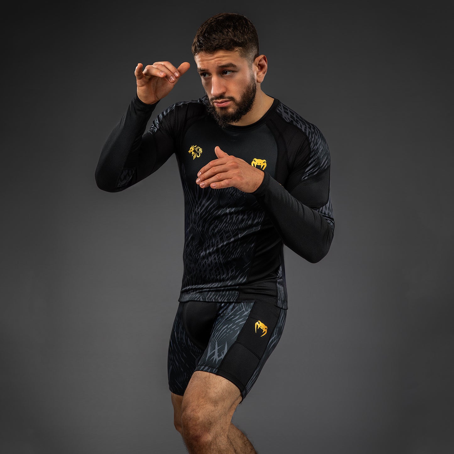 Venum x Chimaev Rashguard de Manga Larga - Negro/Gris