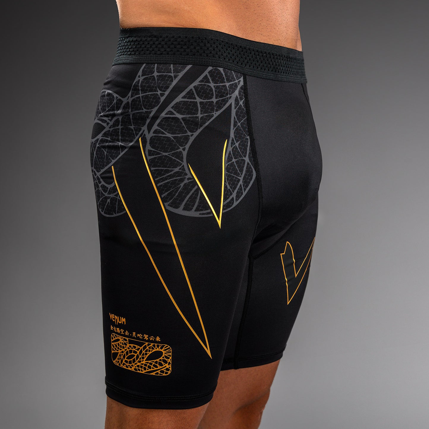 Venum Serpenti Shorts Vale Tudo – Negro/Plata/Dorado