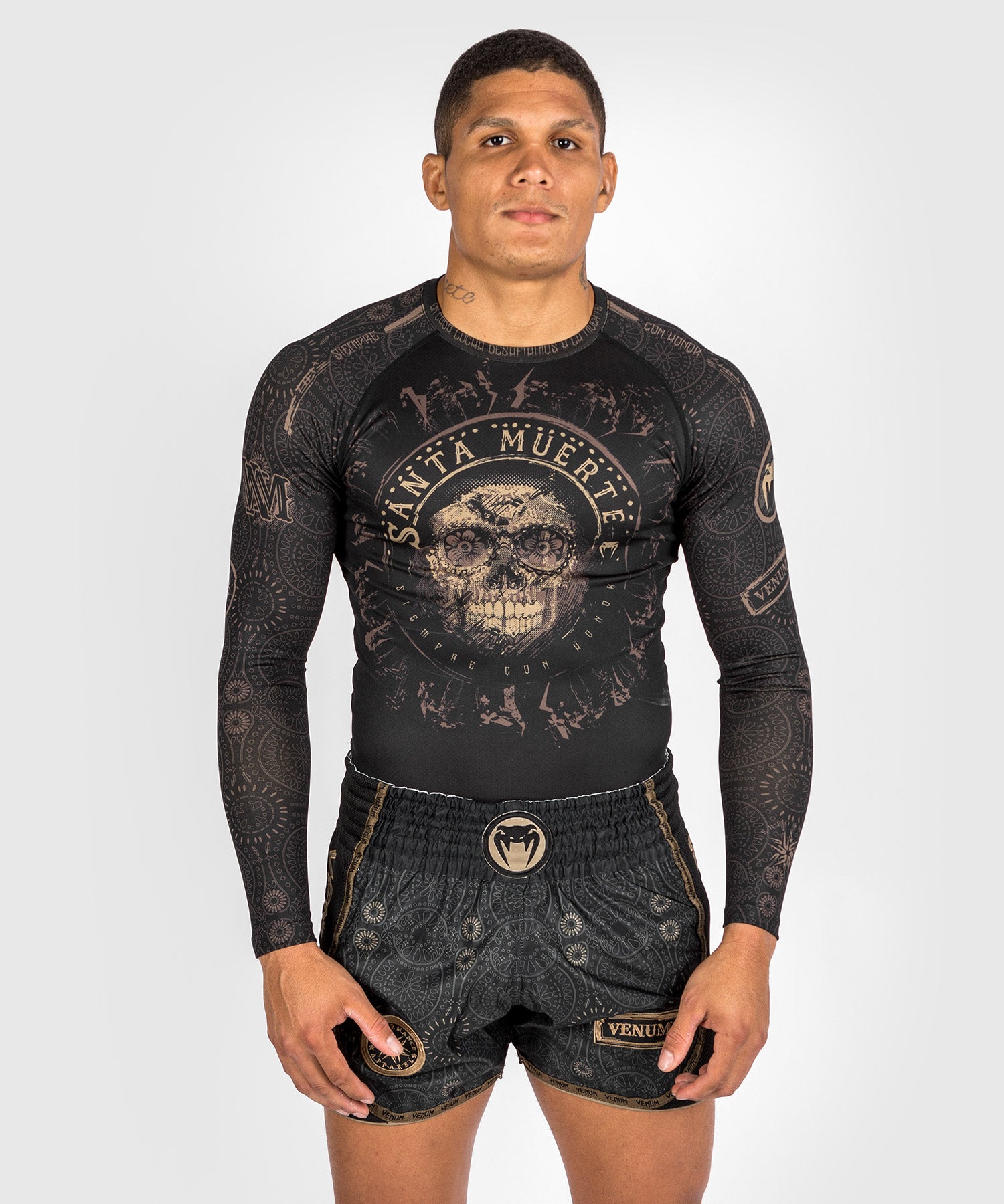 Venum Hombre Santa Muerte Dark Side-Rashguard Manga Corta - Negro/Marrón