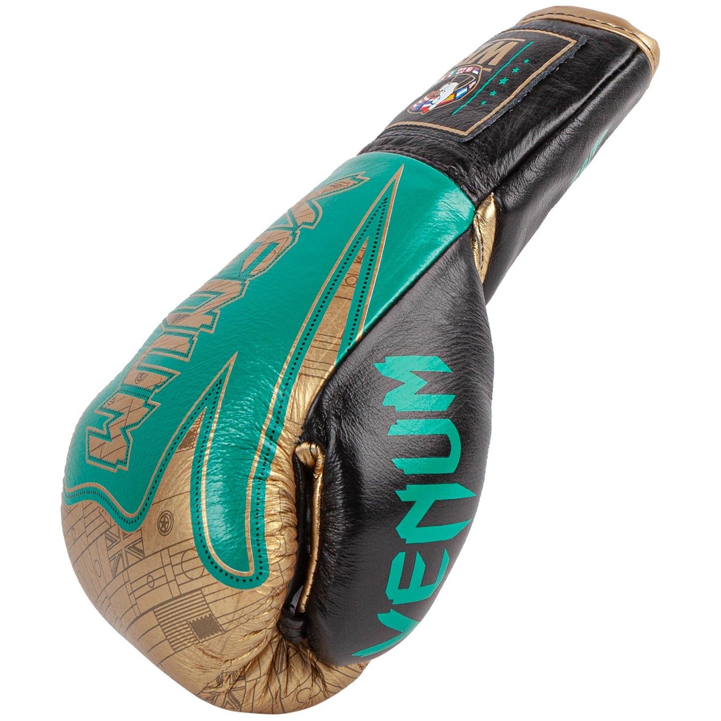 Guantes de Boxeo profesionales Venum Hammer - Cordones - Edición limitada WBC - Verde metálico/Oro