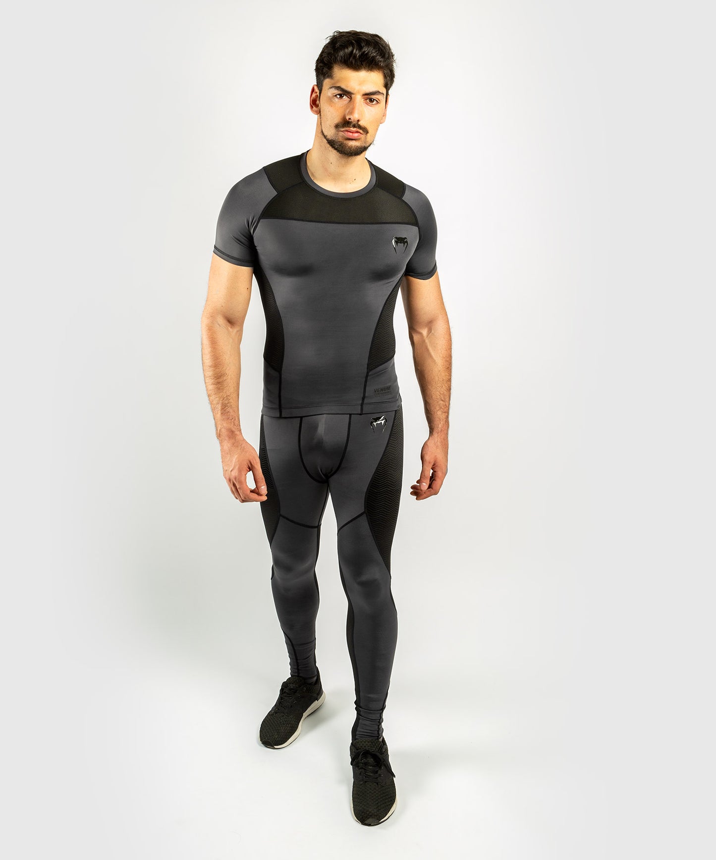 Venum G-Fit Rashguard - Manga corta - Gris/Negro