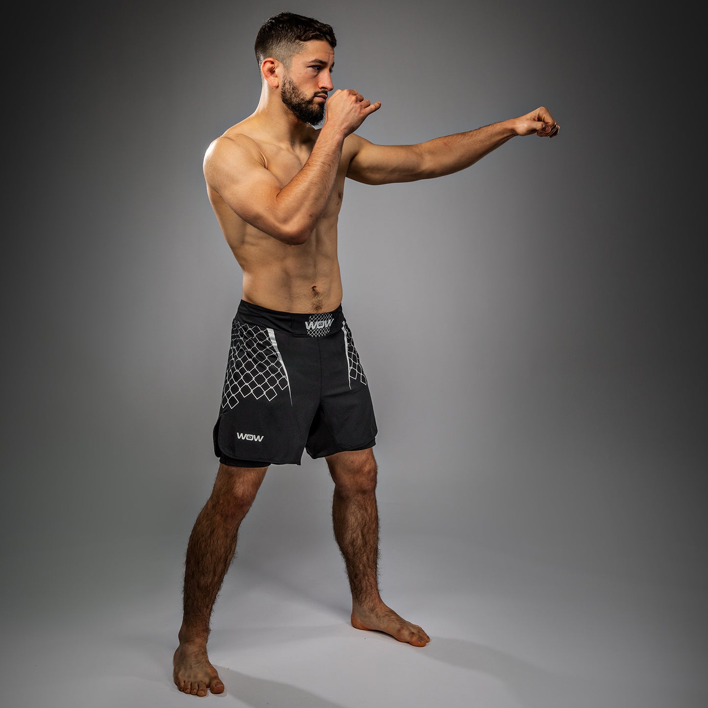 Venum x WOW FC Pantalones de Lucha para Hombre - Negro/Gris Plateado