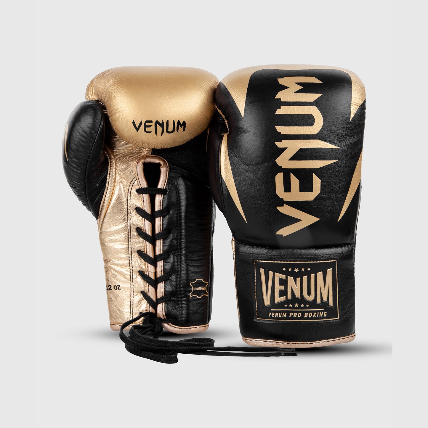 Guantes de boxeo profesionales Venum Hammer con cordones - Negro/Dorado