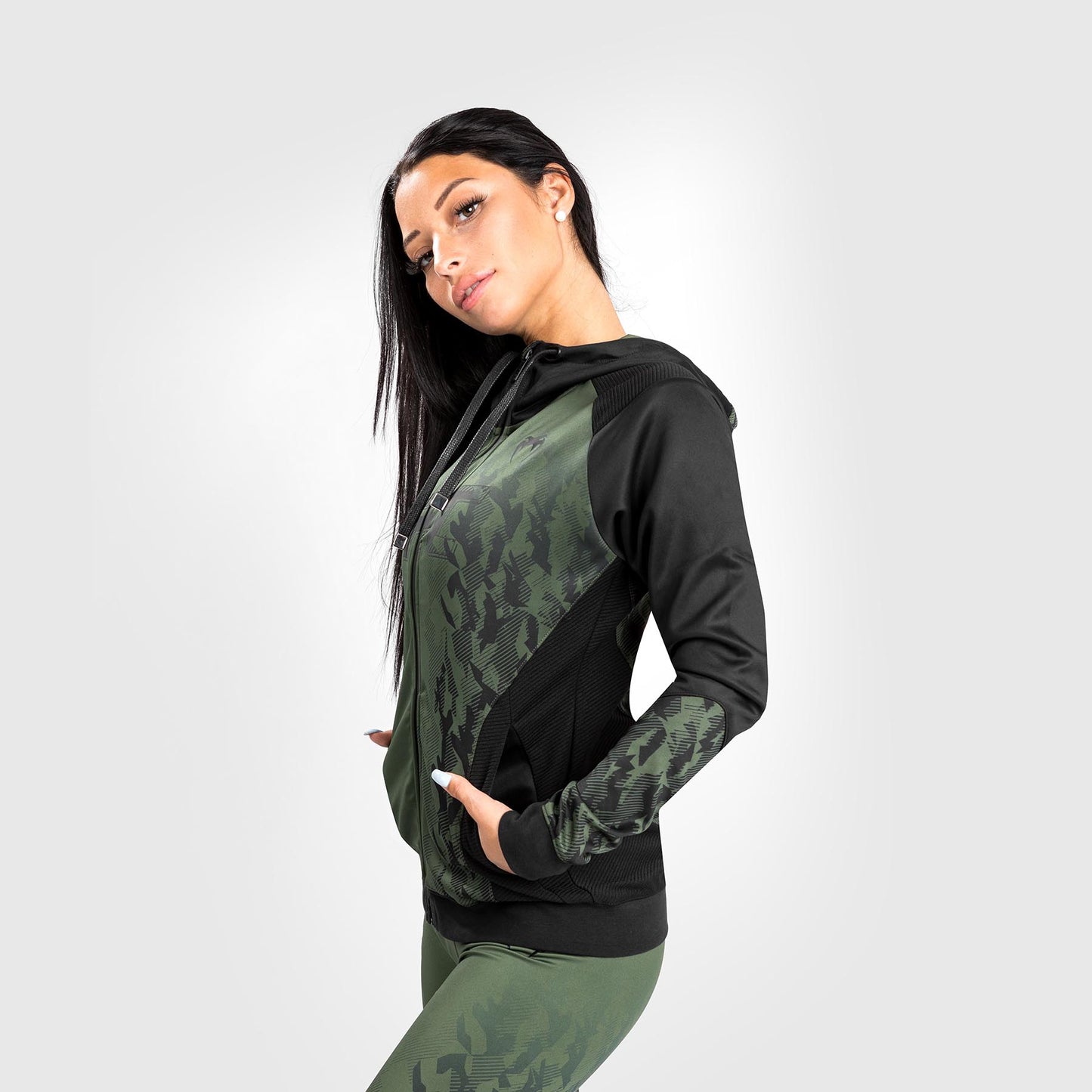 Sudadera Con Cremallera Para Mujer UFC Venum Authentic Fight Week - Caqui