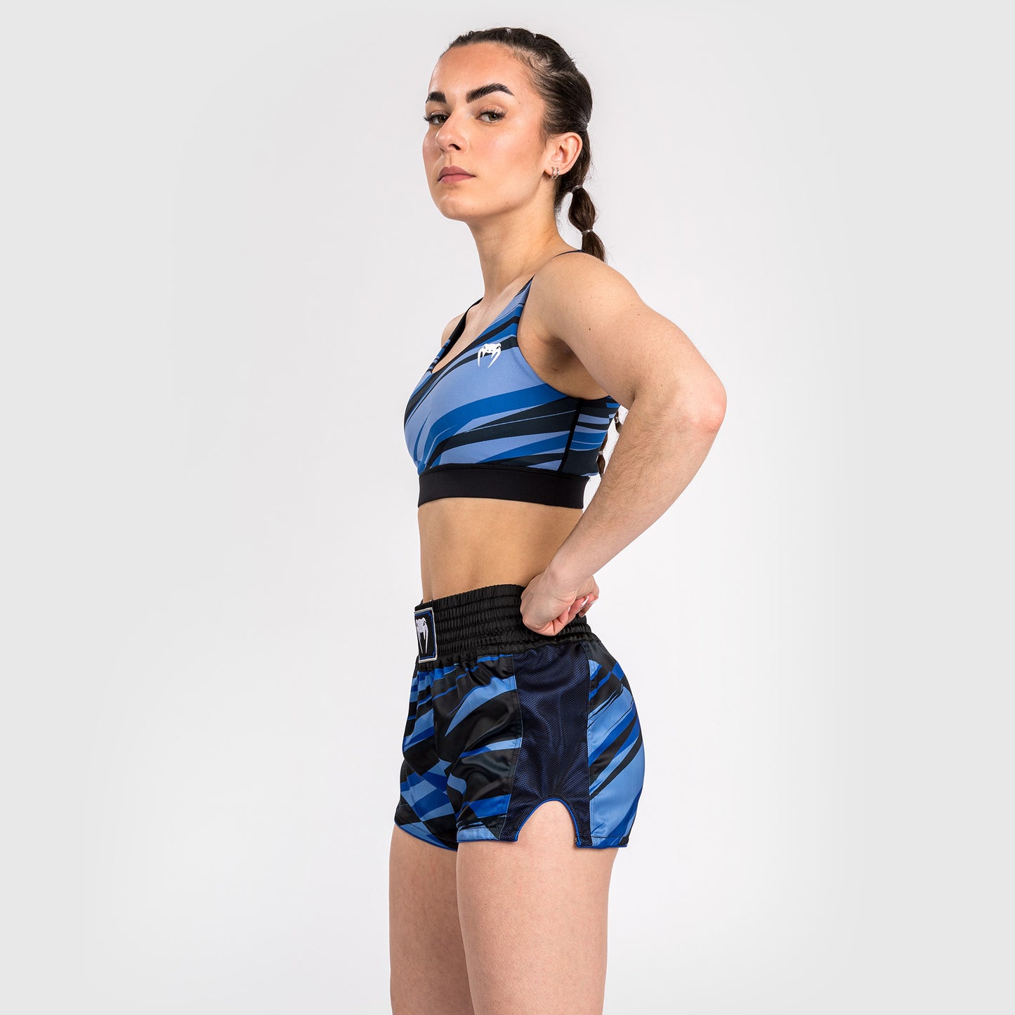Venum Abyss Pantalones Cortos de Muay Thai para Mujer - Azul Sombra