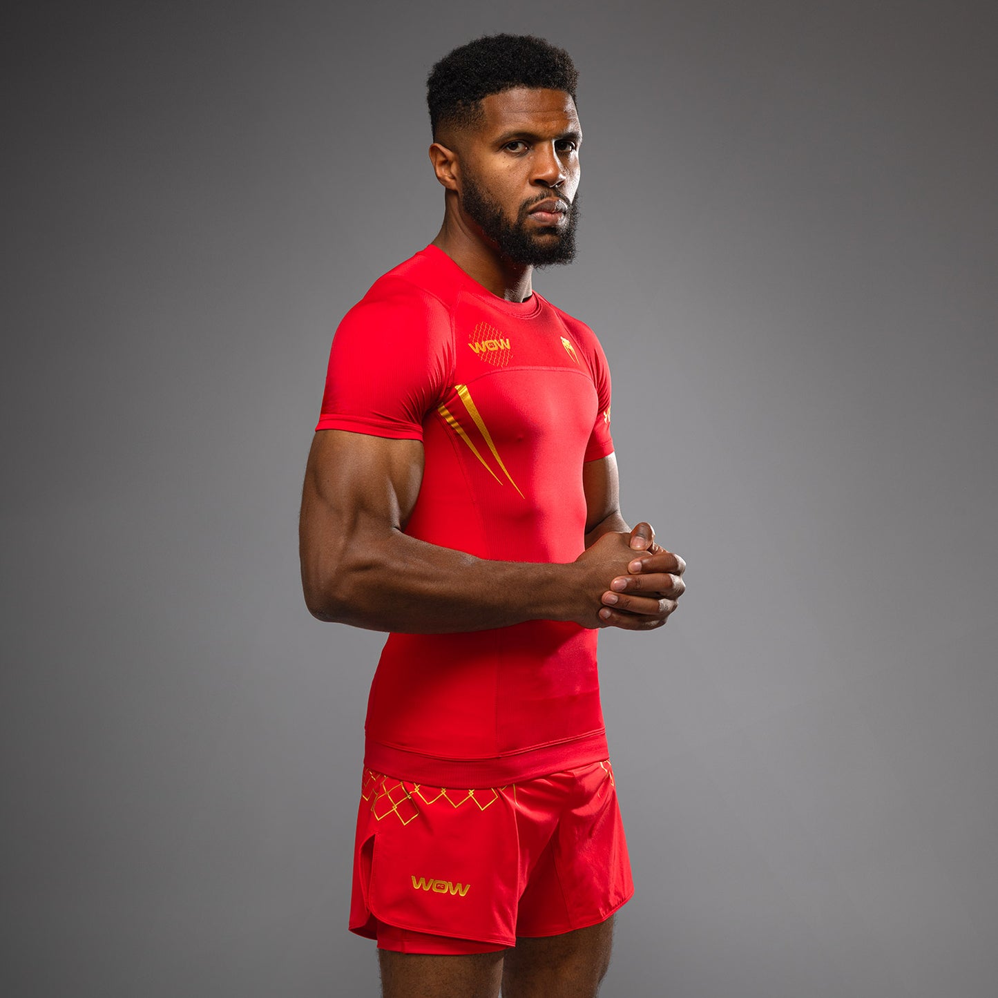 Venum x WOW FC Camiseta de Manga Corta Rashguard - Fury Red/Gold