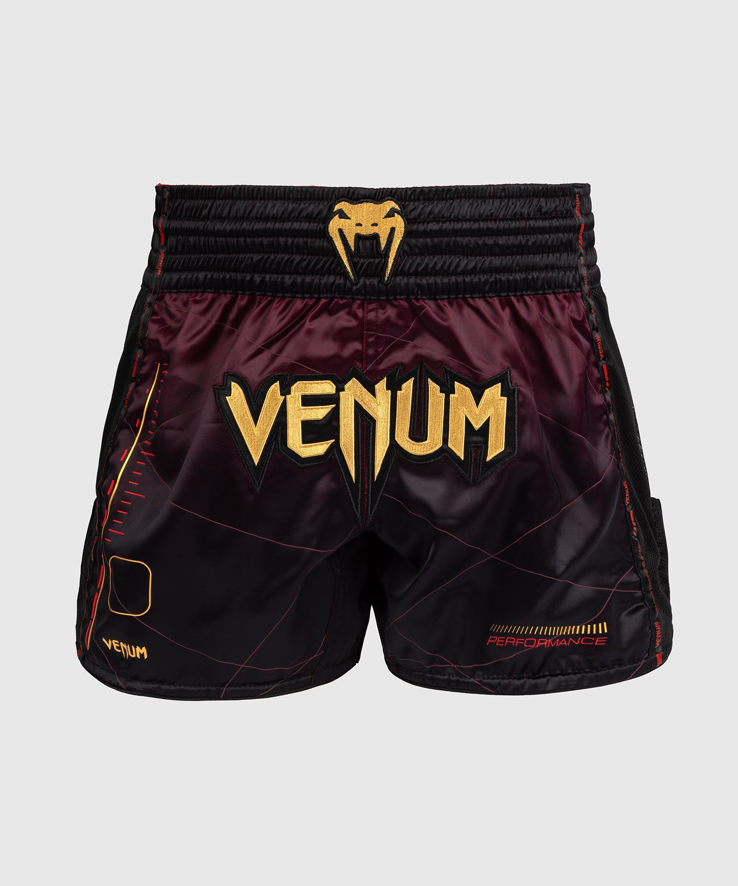 Venum Tactical XT Pantalones Cortos de Muay Thai - Negro/Burdeos/Oro