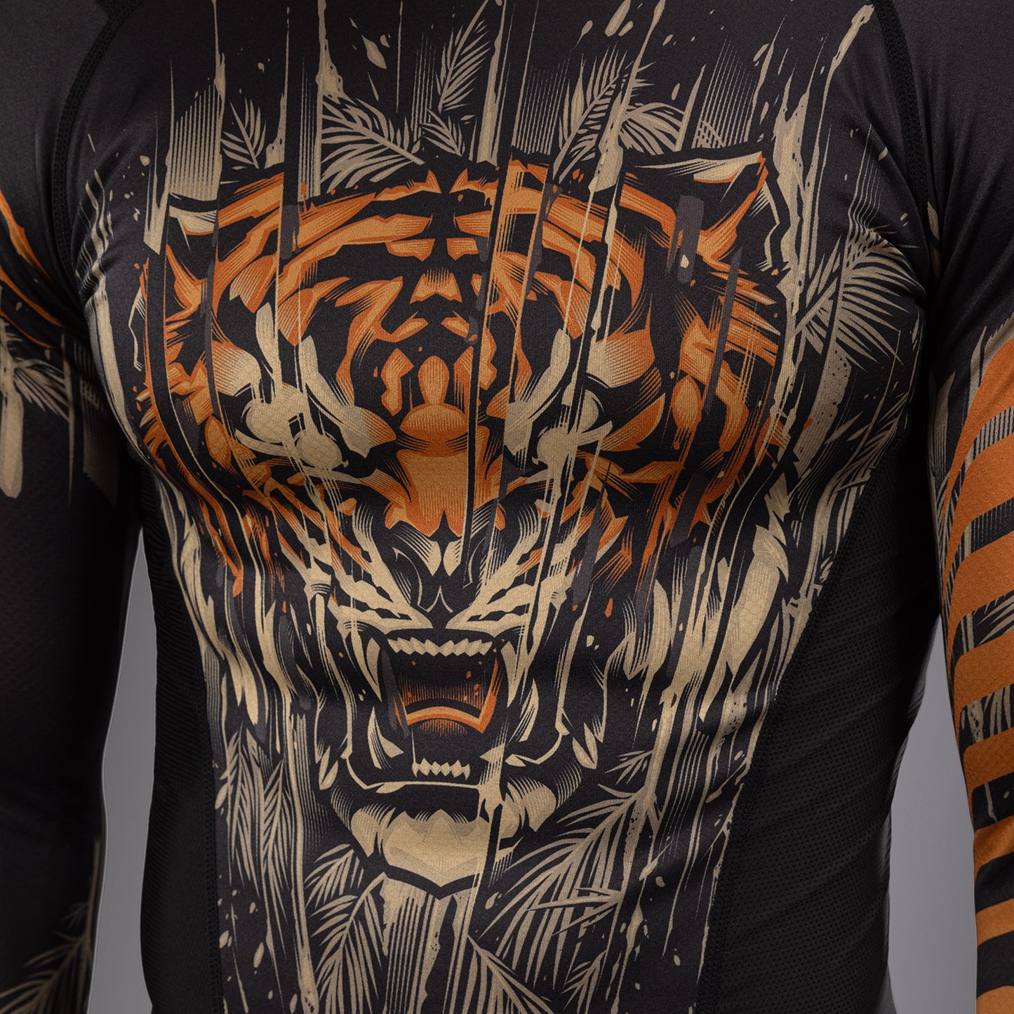 Venum Tiger Rashguard de Manga Larga para Hombre - Negro/Naranja Neón