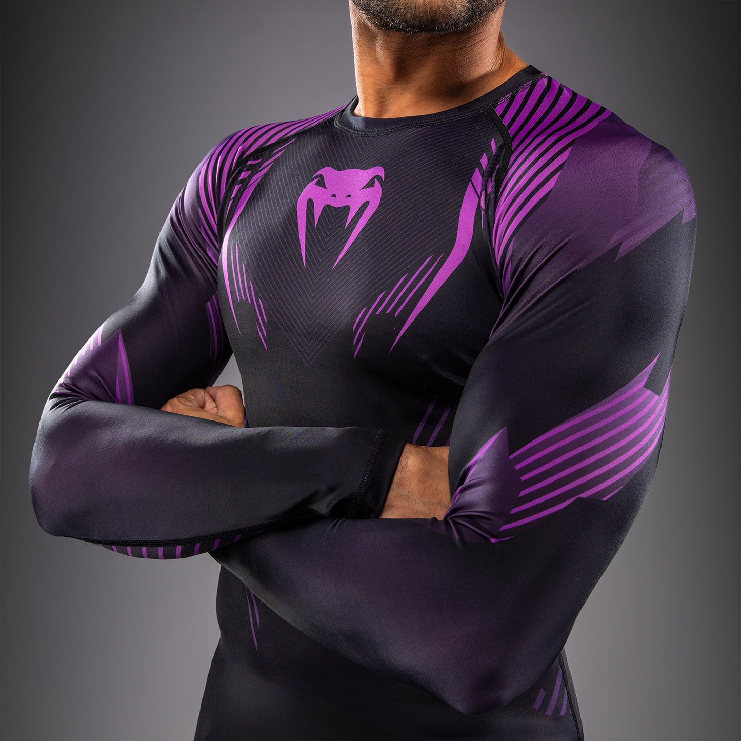 Venum No-Gi 6.0 Rashguard Manga Larga - Negro/Morado