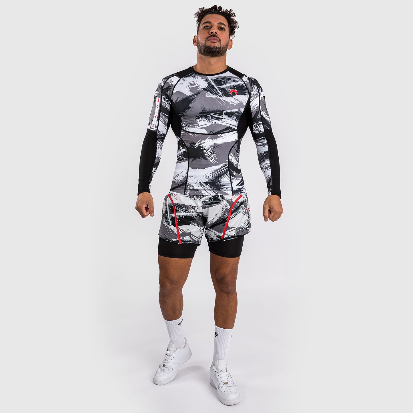 Venum Electron 3.0 Lycra Manga Larga -  Gris/Rojo
