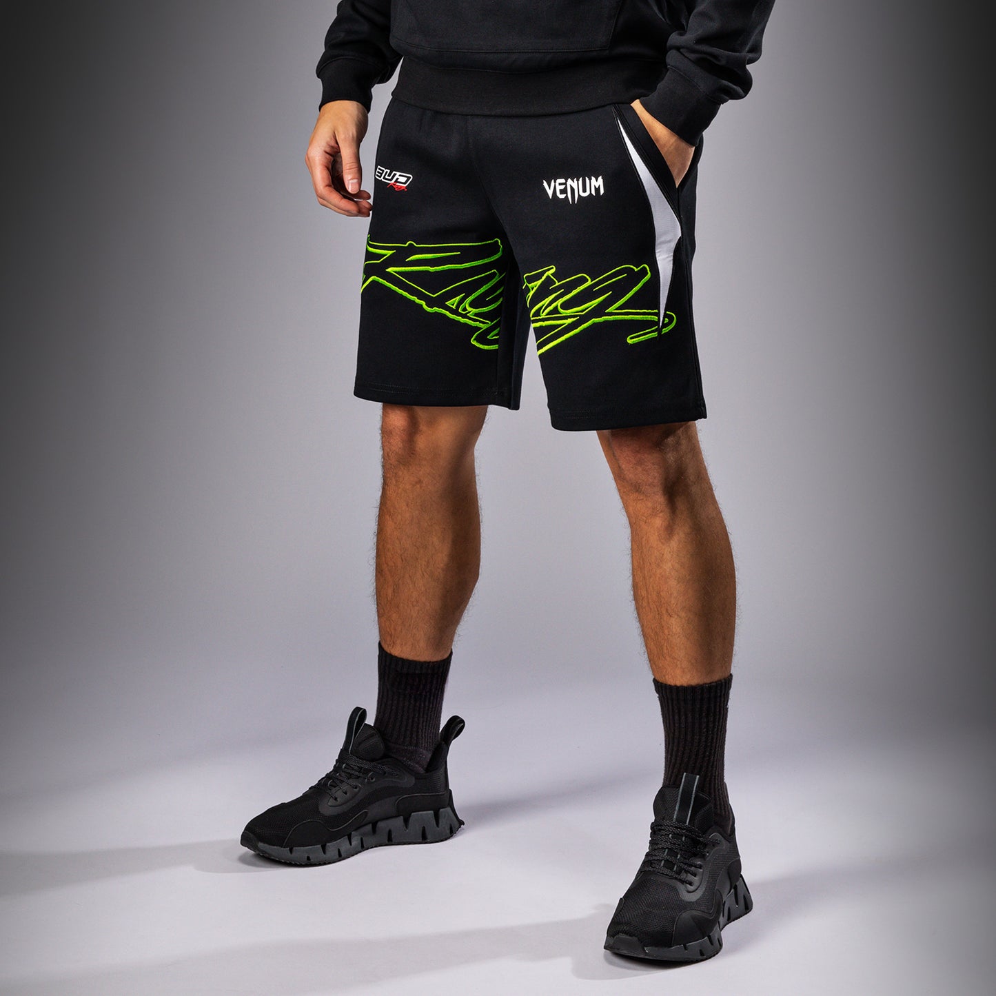 Venum x Bud Racing Pantalones cortos de algodón para Hombre - Negro/Blanco/Verde lima