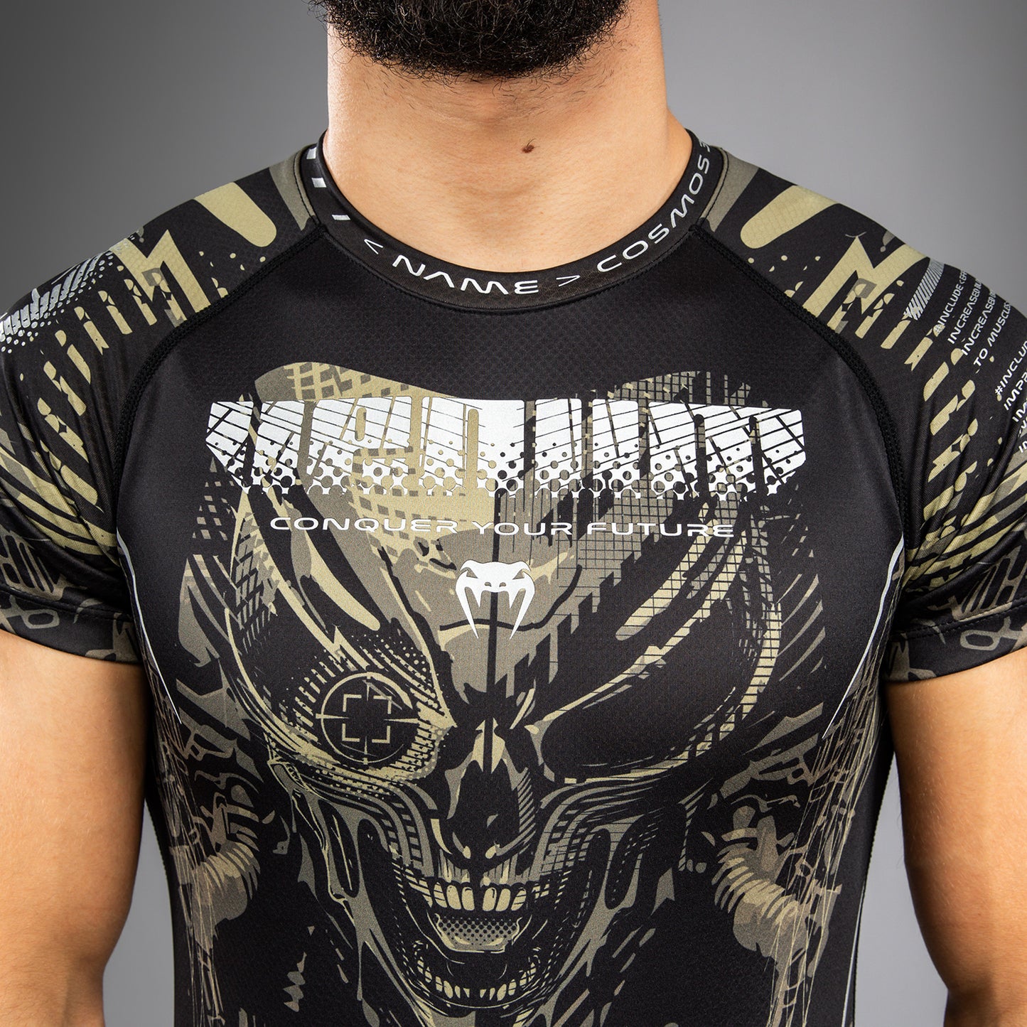 Venum Invader Camiseta de Manga Corta Rashguard - Negro/Beige
