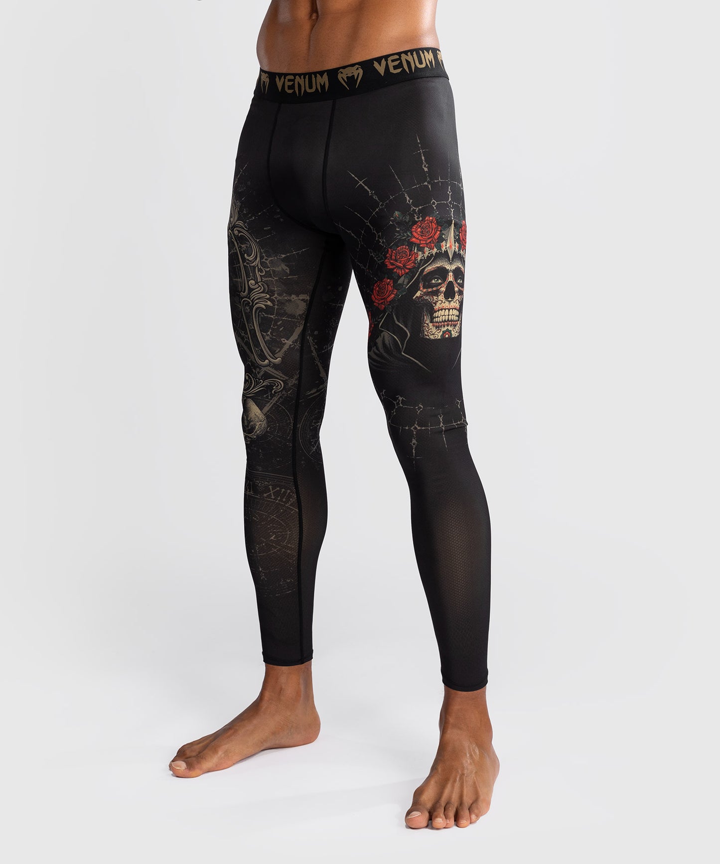 Venum Santa Muerte 5.0 Spats para Hombre - Negro Profundo/Oro
