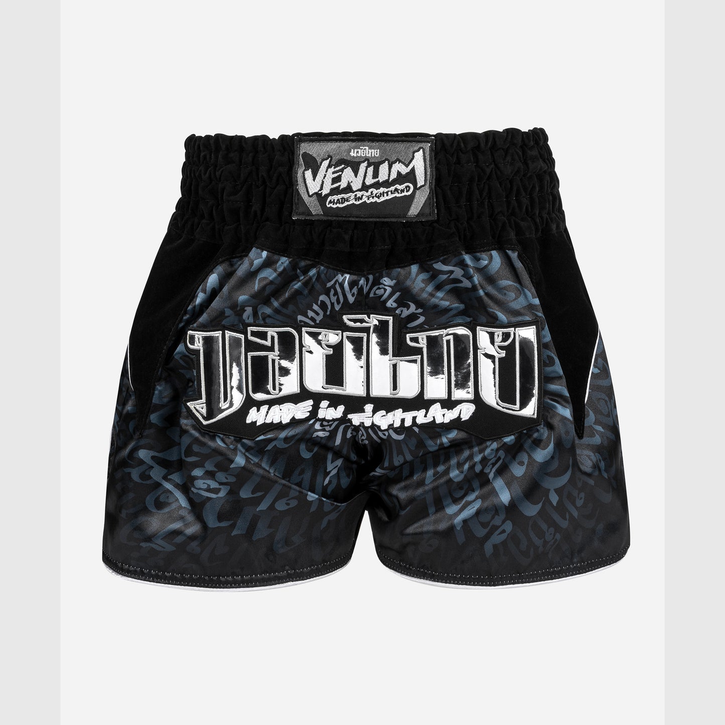 Venum Attack Shorts de Muay Thai - Negro/Plata