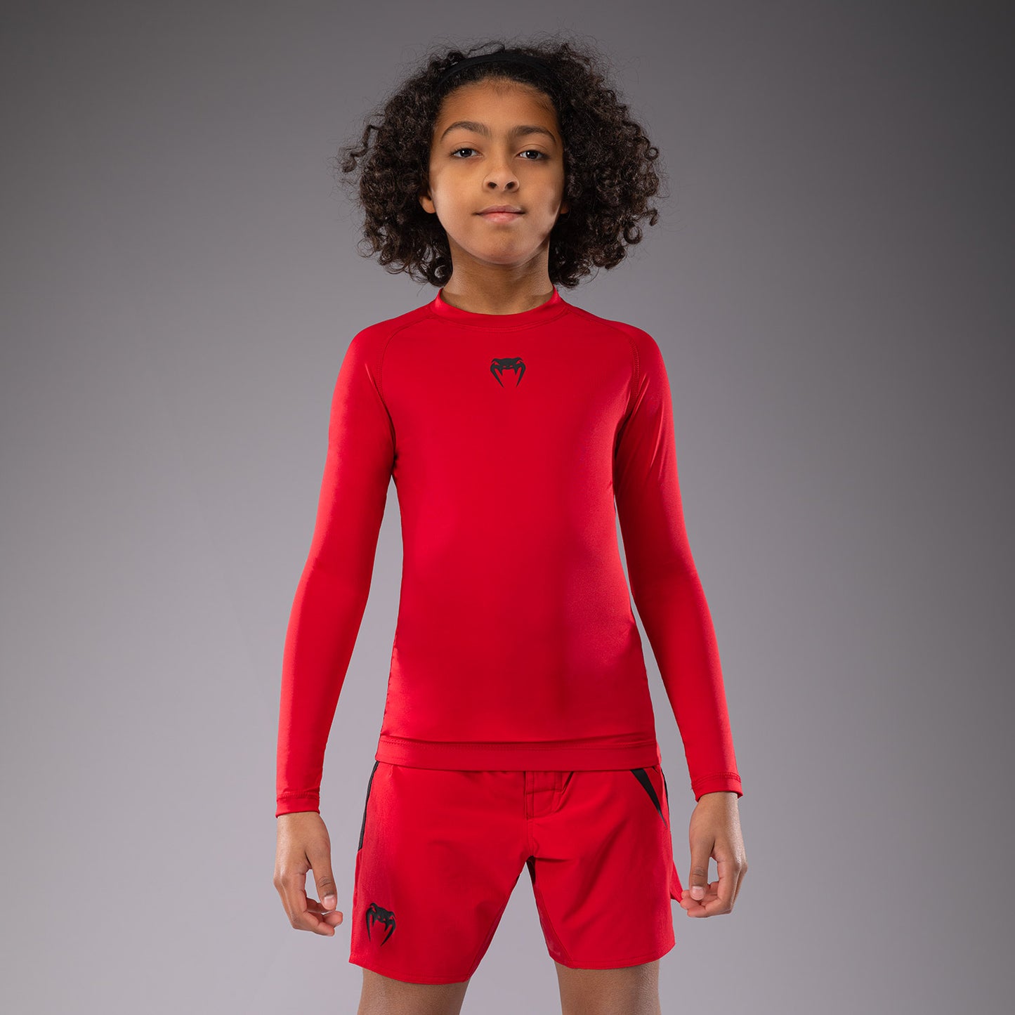 Venum Contender Rashguards de Mangas Largas para Niños - Rojo Cereza