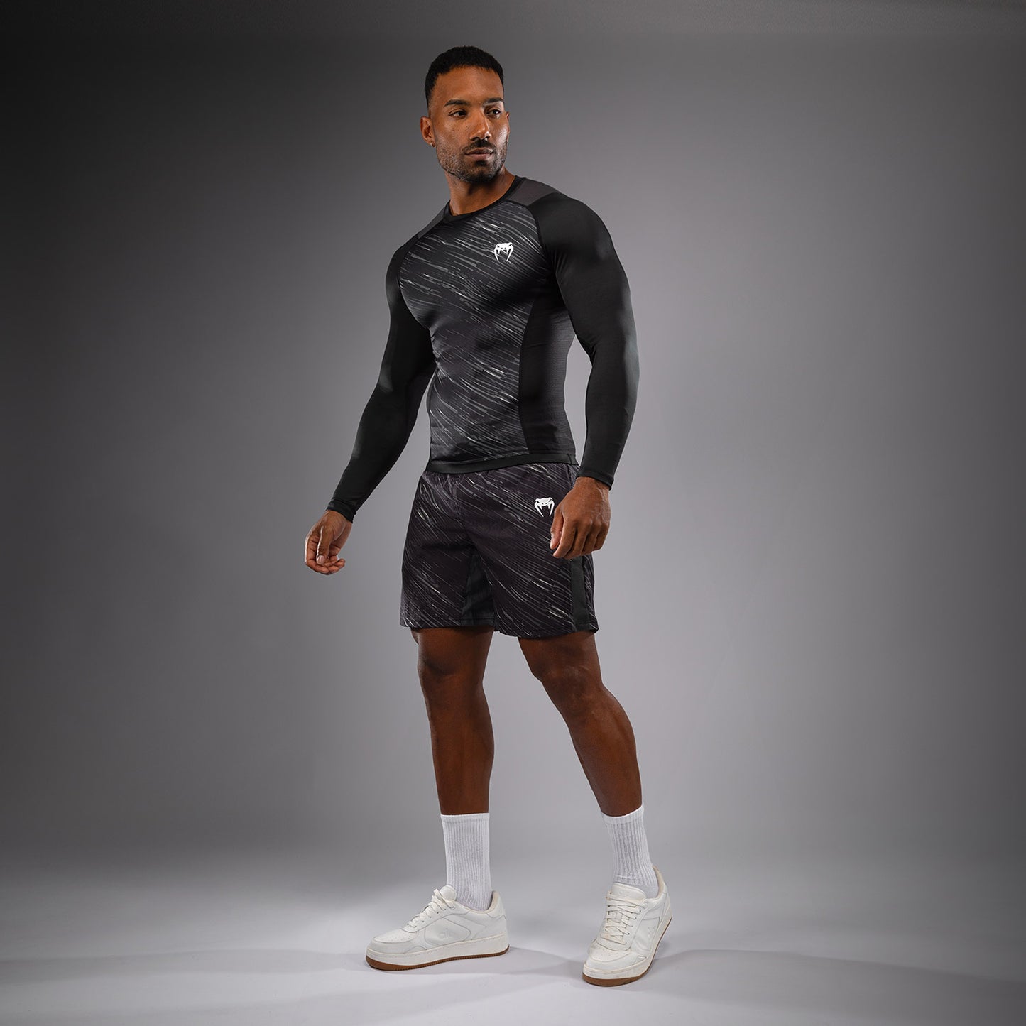 Venum Rapid Rashguard de Manga Larga - Negro/Gris Tormenta