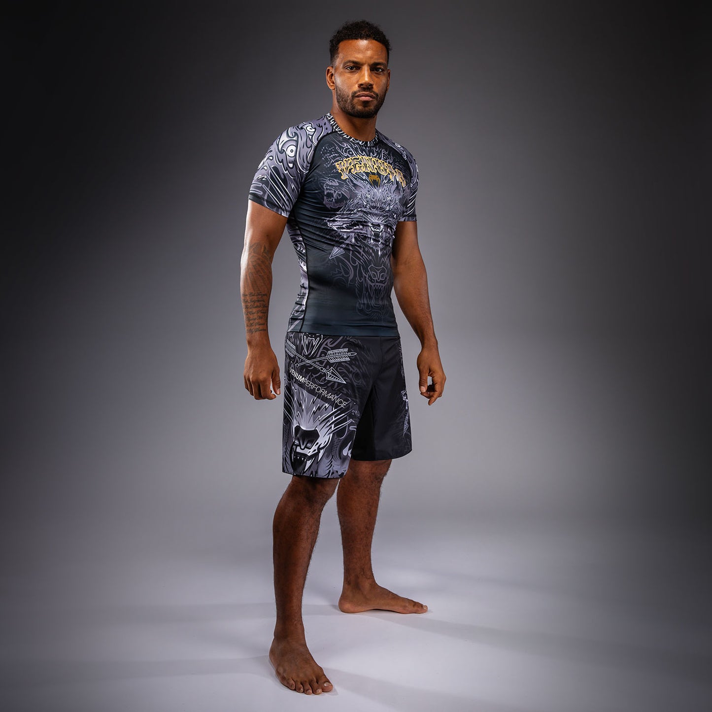 Venum Wolf Atak Rashguard Manga Corta – Negro/Gris