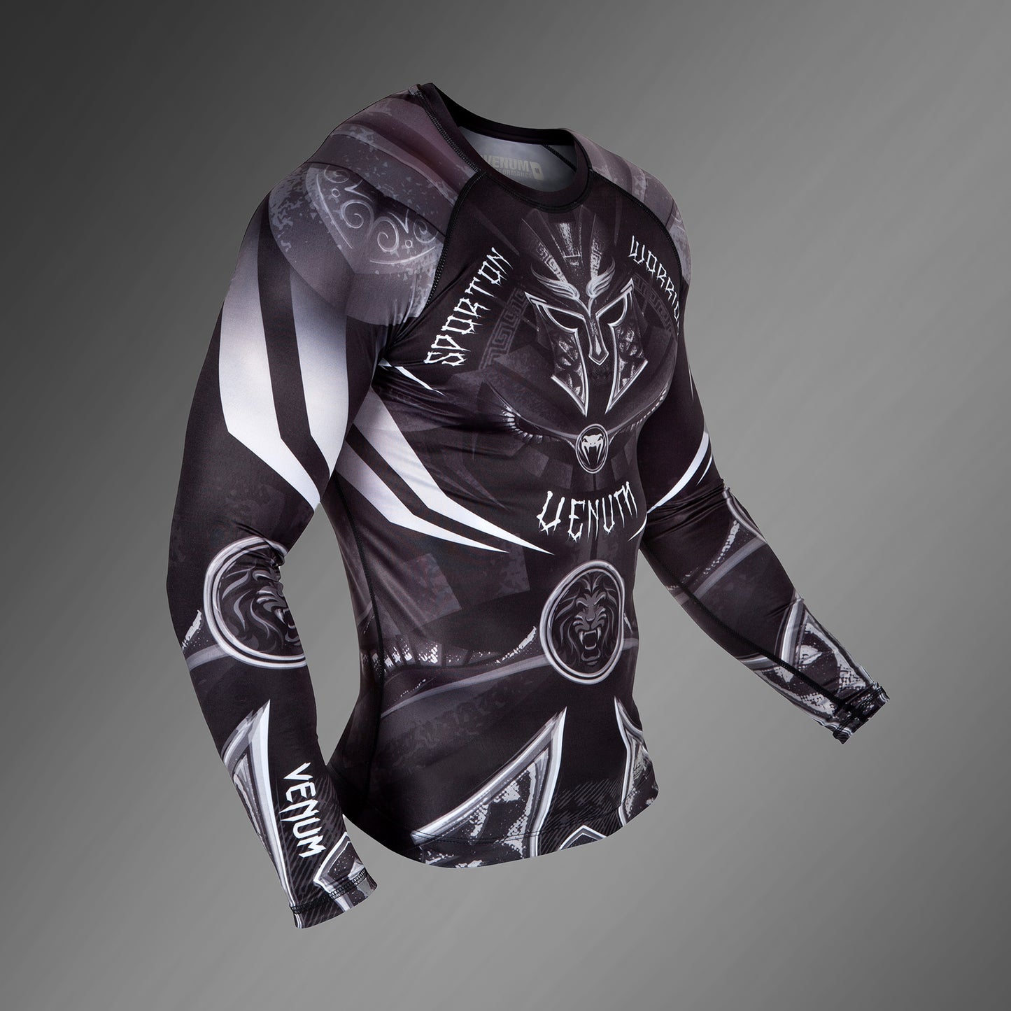 Rashguard Venum Gladiator 3.0 - Mangas Largas - Negro/Blanco