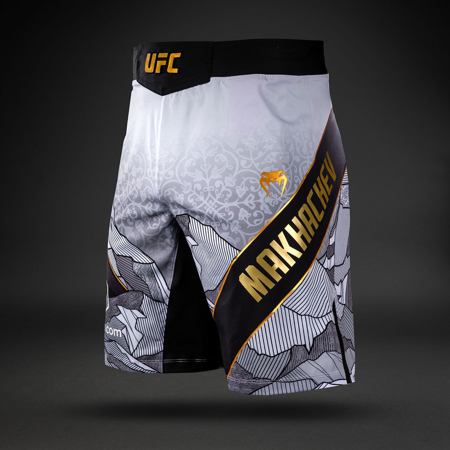 UFC Unrivaled by Venum Islam Makhachev Pantalones de Lucha para Hombres - Blanco/Negro
