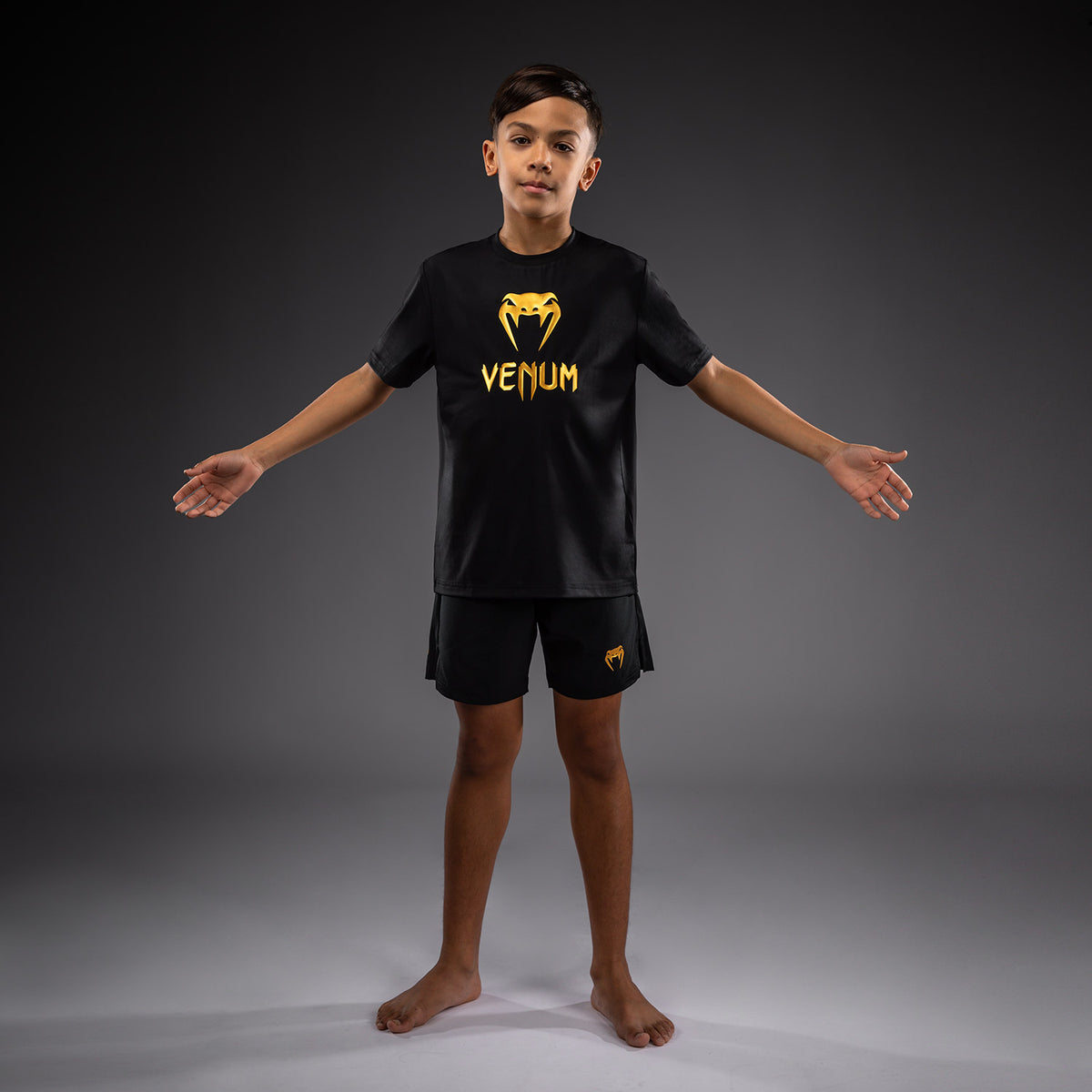 Venum Classic Camiseta Dry Tech para niños - Negro/Dorado