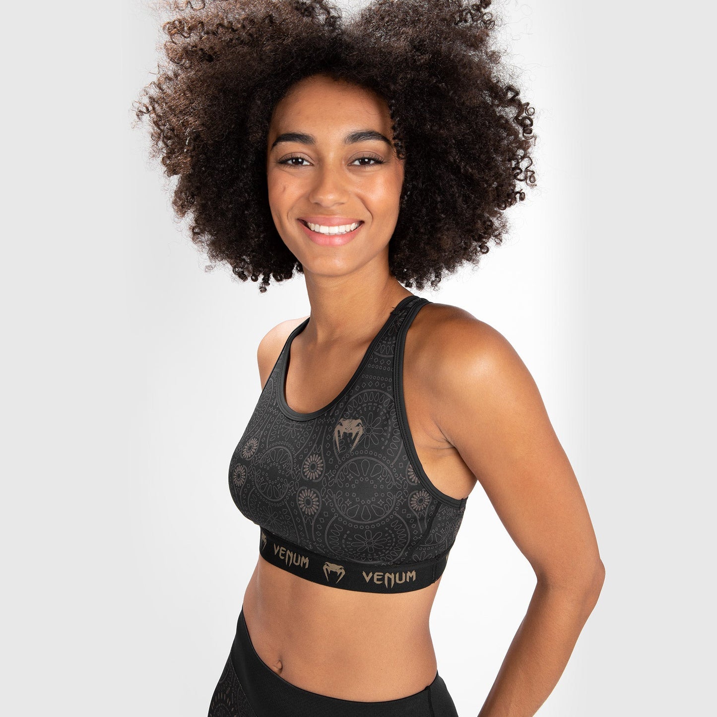 Sujetador deportivo Venum Santa Muerte Dark Side para mujer - Negro/Marrón