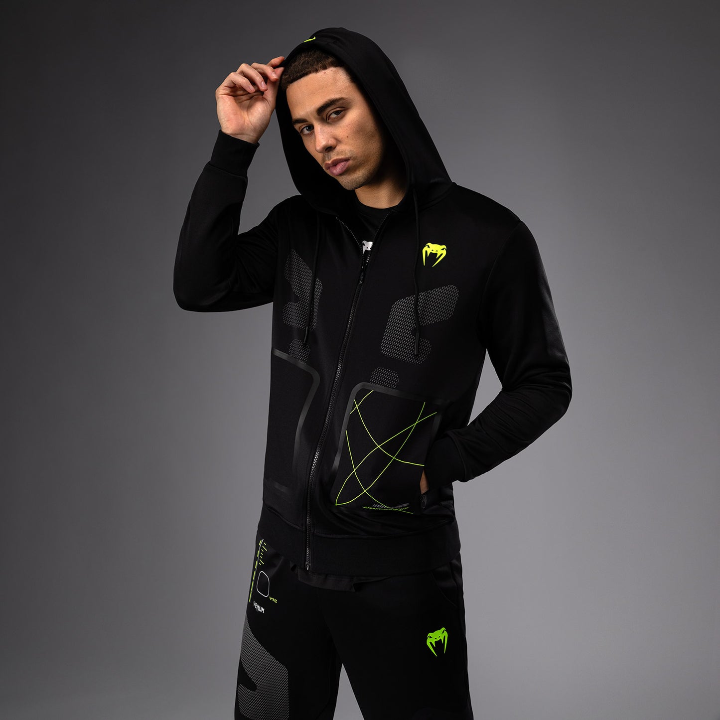 Venum Training Camp 4.0 Sudadera con capucha y cremallera - Negro/Verde