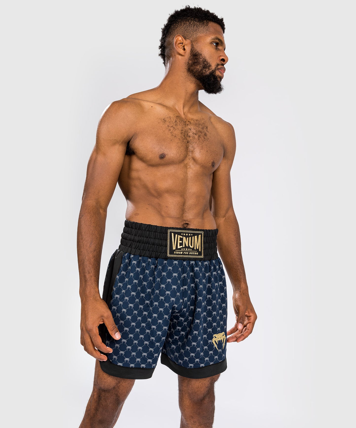 Shorts de Boxeo Venum Monogram - Negro/Azul Marino