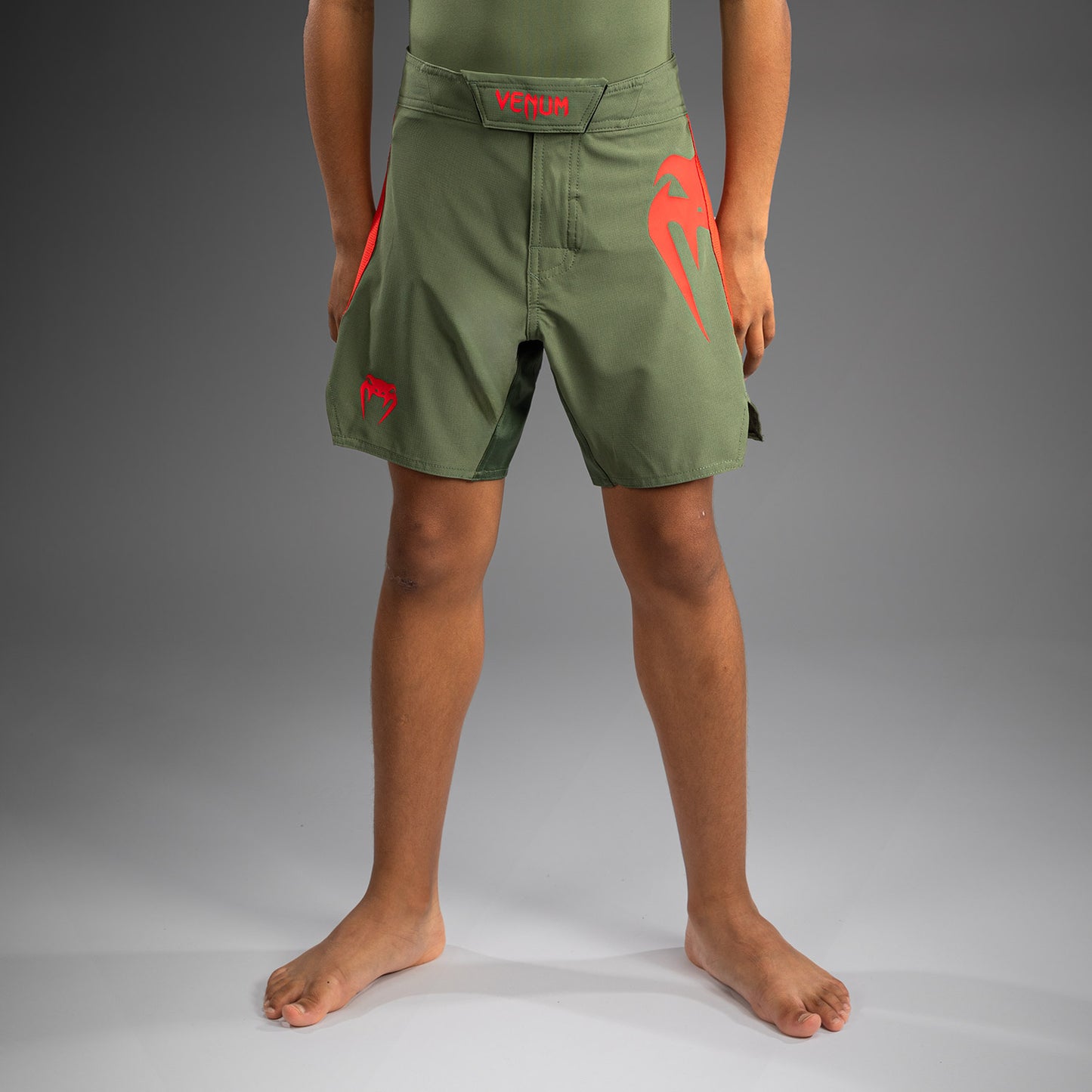 Venum Light Pantalones de Lucha para Niños - Verde Ejército/Naranja