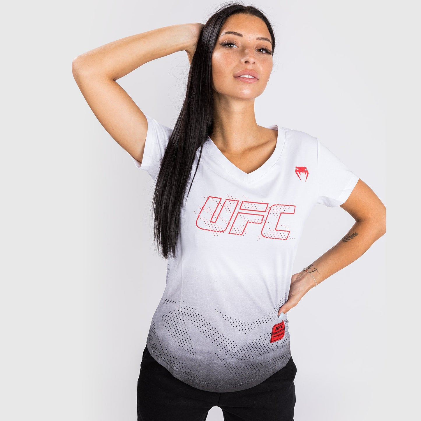 Camiseta De Algodón Manga Corta Para Mujer UFC Venum Authentic Fight Week - Blanco