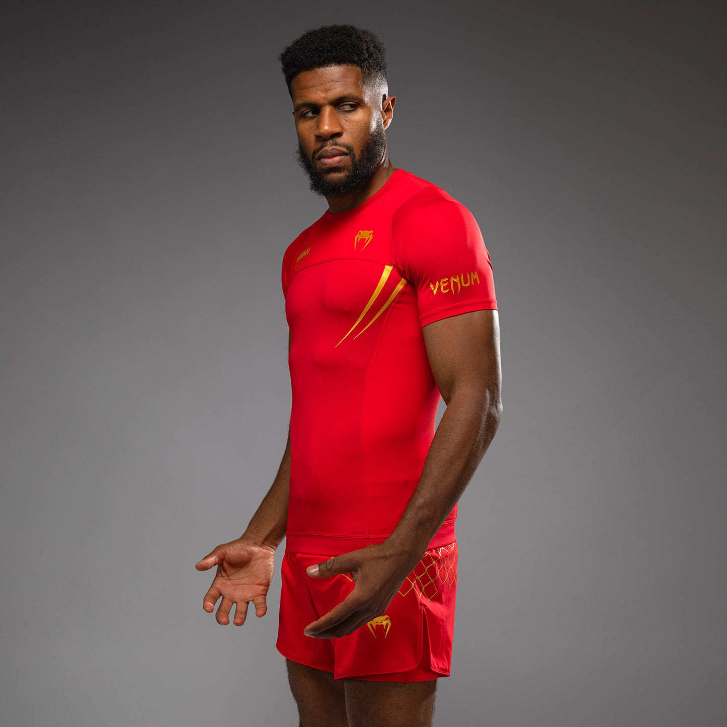Venum x WOW FC Camiseta de Manga Corta Rashguard - Fury Red/Gold
