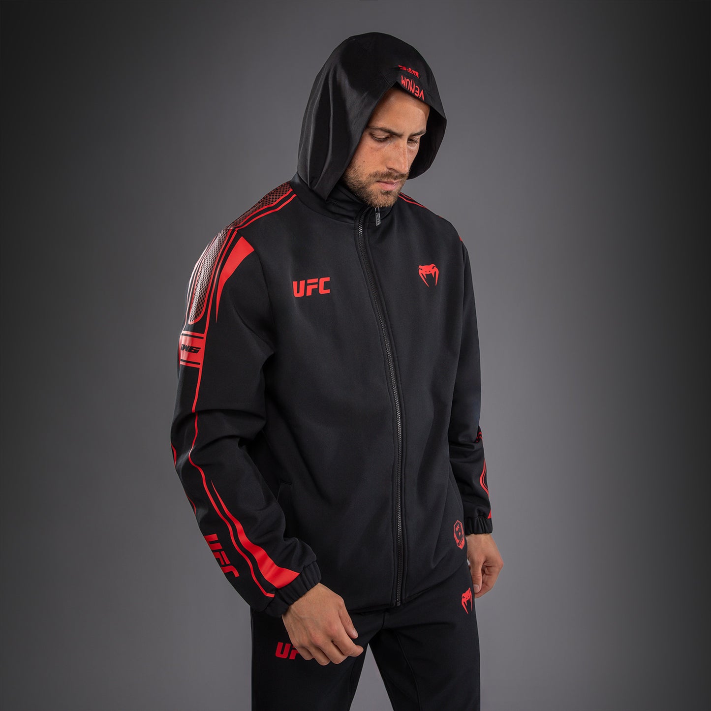 Venum UFC Unity by Venum Authentic Fight Week Sudadera con Capucha y Cremallera para Hombre - Negro