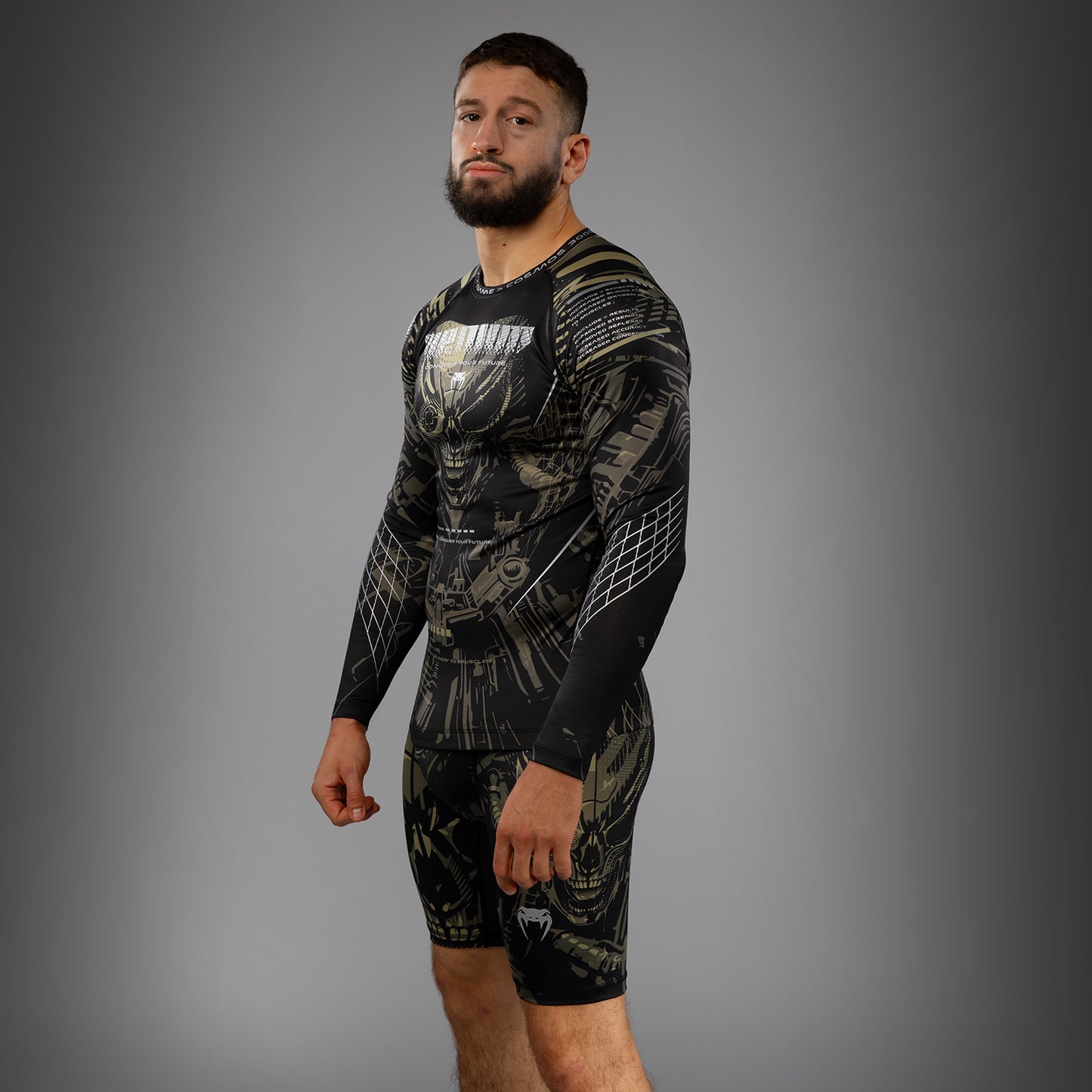 Venum Invader Camiseta de Manga Larga Rashguard - Negro/Sand