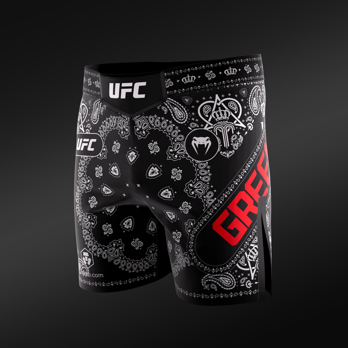 UFC Adrenaline Unrivaled by Venum King Green Pantalones cortos de vale tudo para hombre - Negro