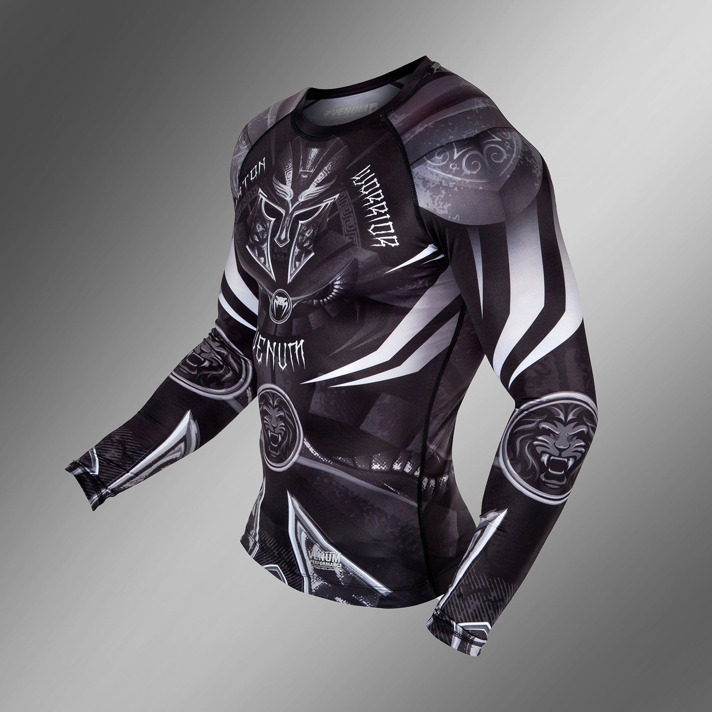 Rashguard Venum Gladiator 3.0 - Mangas Largas - Negro/Blanco