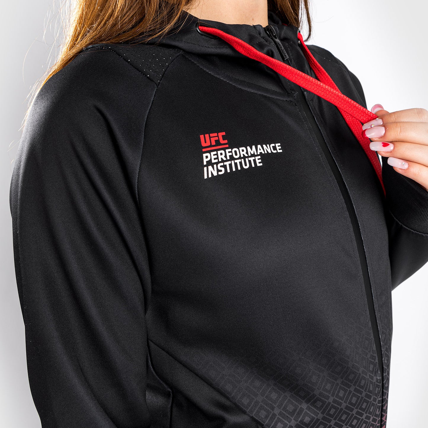 Sudadera con capucha Venum UFC Performance Institute - Para mujer - Negro/Rojo