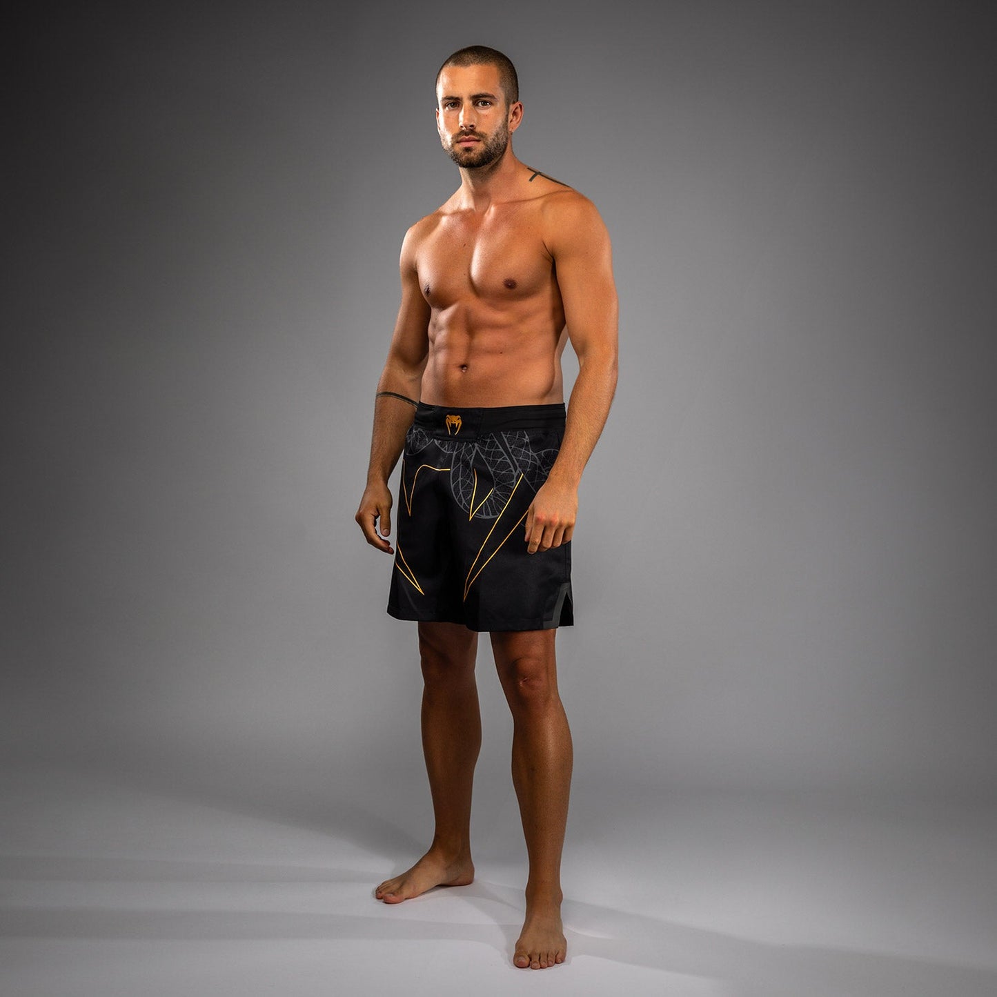Venum Serpenti Pantalones Cortos de Lucha – Negro/Plata/Dorado